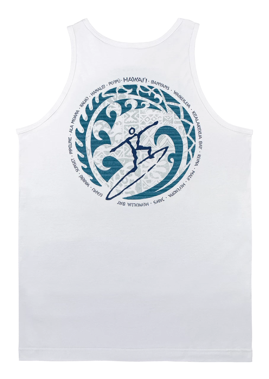 Men's TANK TOP - Petro Wave: White - Image 2