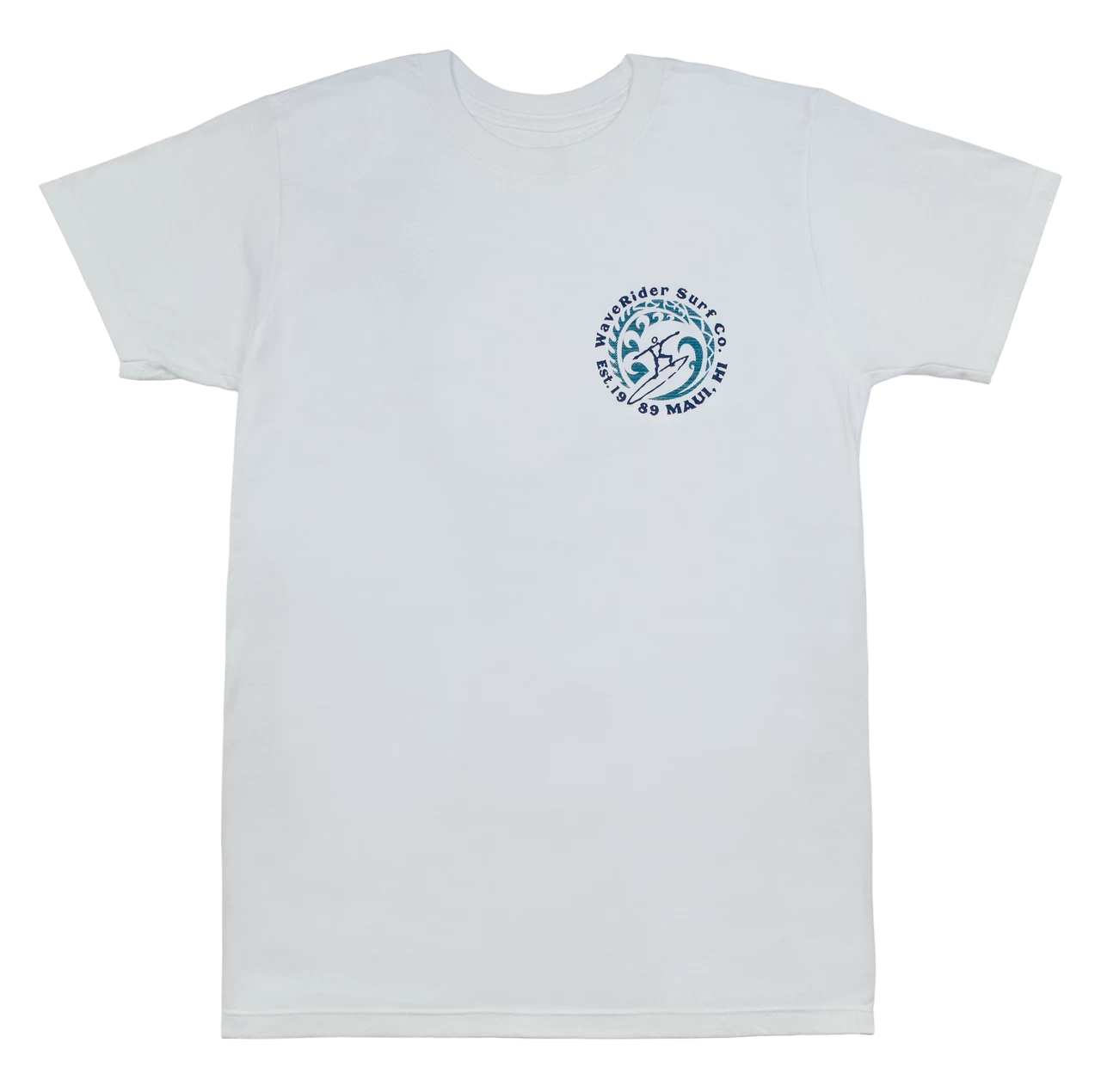 Crew Neck Tee - MAUI Petro Wave: White