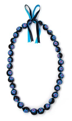 Kukui Nut Lei - Painted: Blue