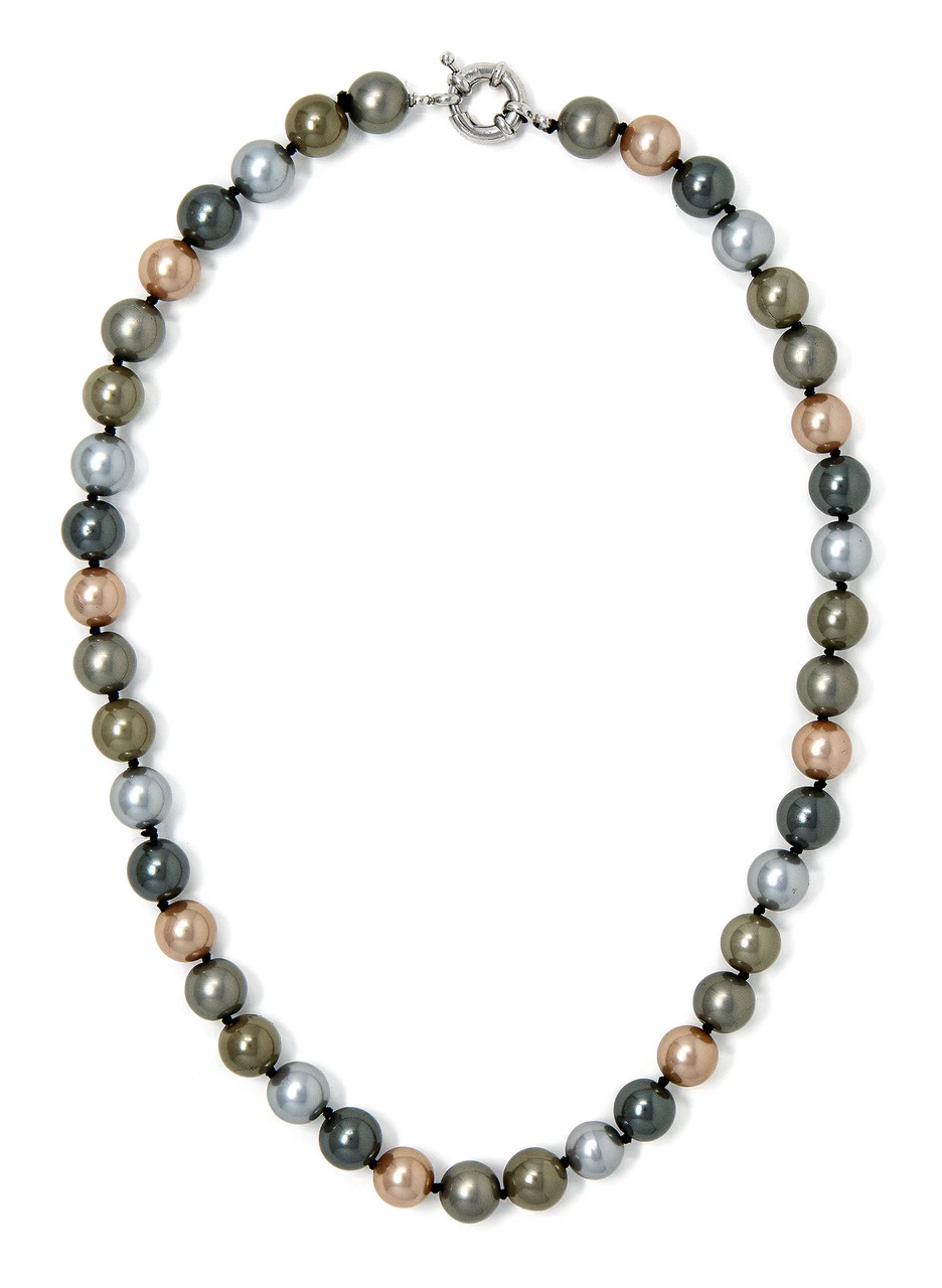 Jewel Of The Sea Mother Of Pearl Necklace: Multi-Colored Dark