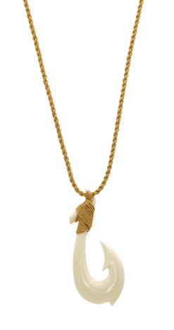 Island Edge® Shaped Bone Necklace: Fish Hook