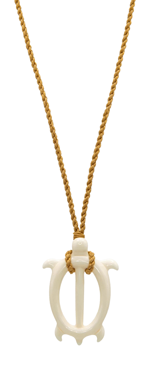 Island Edge® Shaped Bone Necklace: Strong Honu