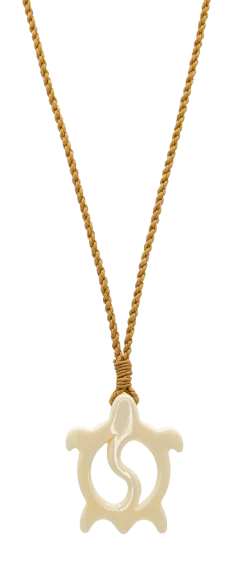 Island Edge® Shaped Bone Necklace: Yin Yang Honu