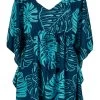 Napua Collection Cover Ups: Monstera Leaf - Navy/Blue