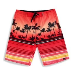 Men's Microfiber Board Shorts - Red Scenery