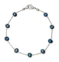 Floating Freshwater Pearl Anklet: Black