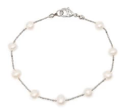 Floating Freshwater Pearl Anklet: White
