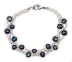 Twisted Torsade Freshwater Pearl Bracelet: Black