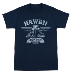 Crew Neck Tee - Aloha State: Navy