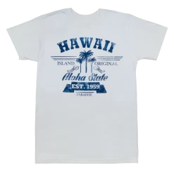 Crew Neck Tee - Aloha State: White