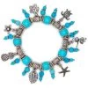 Solid Tone Stone Beads Charm Bracelet By Aloha 808: Aqua