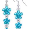 Triple Plumeria Flowers Earrings By Aloha 808: Aqua