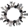 Solid Tone Stone Beads Charm Bracelet By Aloha 808: Black