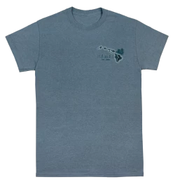 Crew Neck Tee - Palm Map: Denim Heather