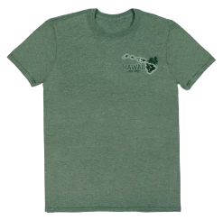Crew Neck Tee - Palm Map: Green Heather