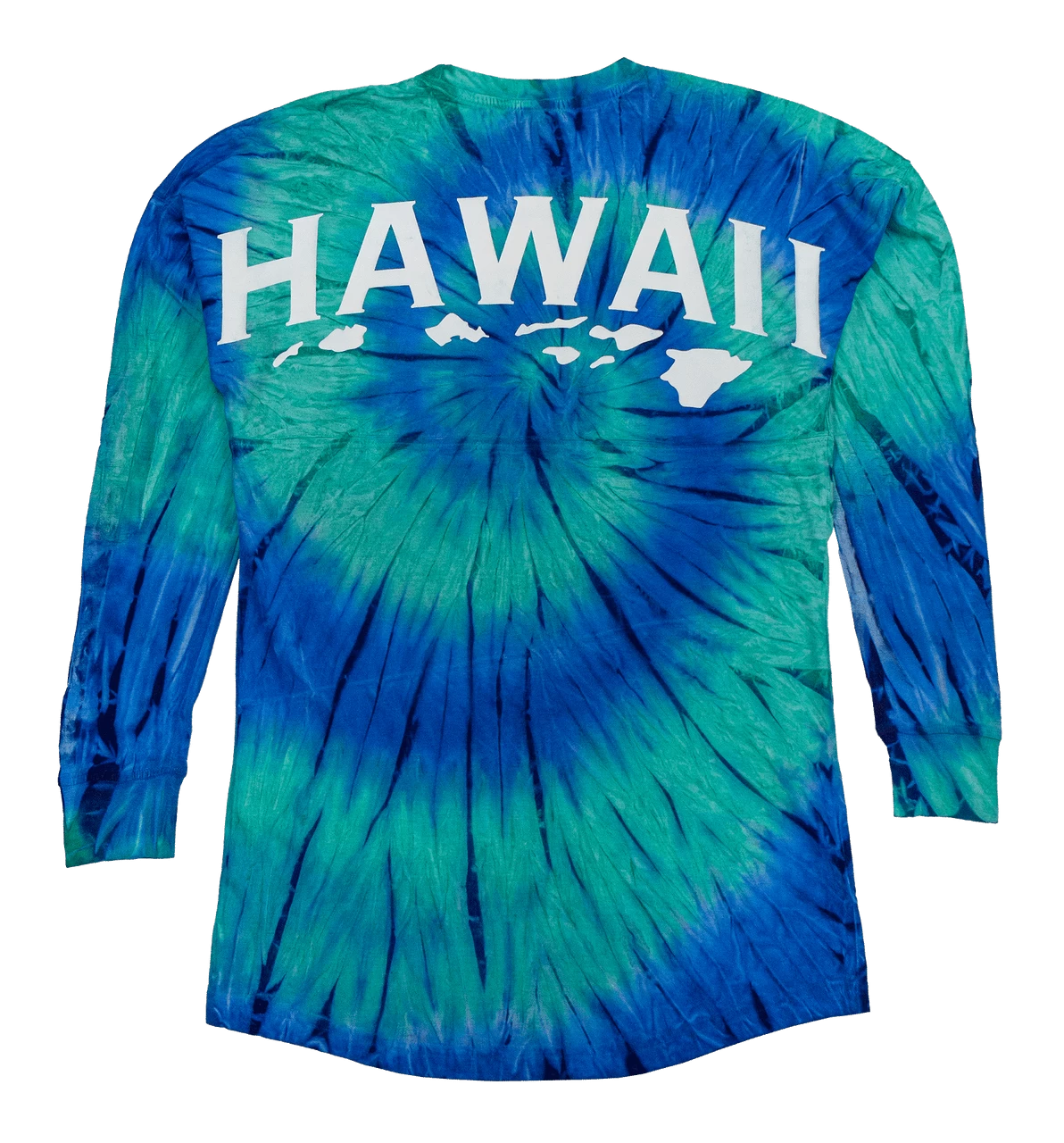 Hawaii Tie Dye UNISEX Long Sleeve Jersey Tee: Teal/Navy - Image 2