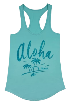 Island Girl® Racerback Tee - Aloha Palms: Mint