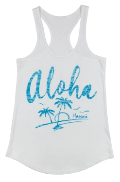 Island Girl® Racerback Tee - Aloha Palms: White