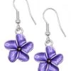 Single Plumeria Flower Earrings By Aloha 808: Purple