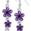Triple Plumeria Flowers Earrings By Aloha 808: Purple