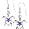 Honu With Plumeria Earrings By Aloha 808: Purple