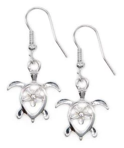 Honu With Plumeria Earrings By Aloha 808: White