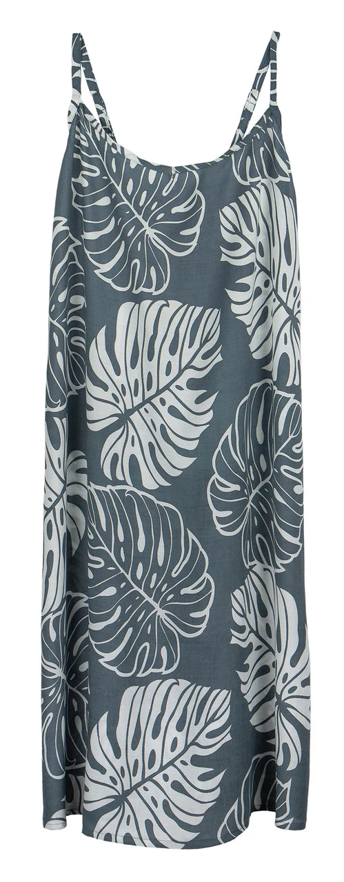 Napua Collection Sundress: Monstera Leaf - Gray W/ White - Image 4