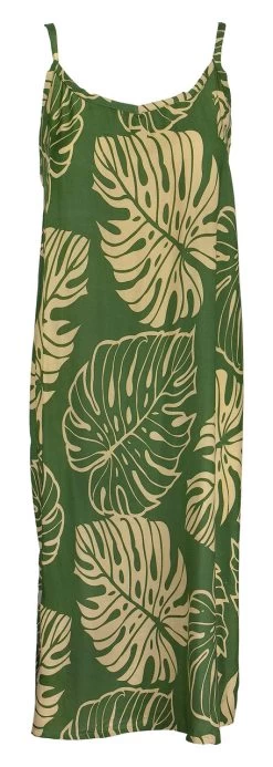 Napua Collection Sundress: Monstera Leaf - Olive W/ Tan