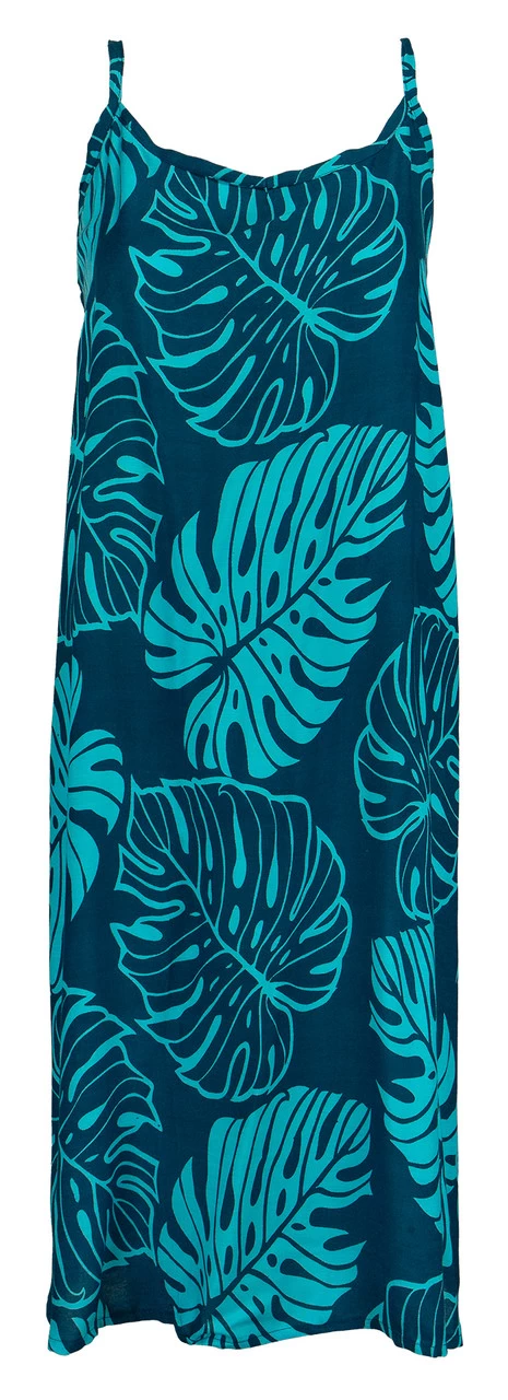Napua Collection Sundress: Monstera Leaf - Navy W/ Blue