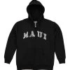 Sweatshirt Zip Up Hoodie - Maui Logo Design: Black