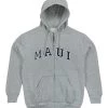 Sweatshirt Zip Up Hoodie - Maui Logo Design: Gray