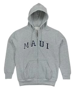 Sweatshirt Zip Up Hoodie - Maui Logo Design: Gray