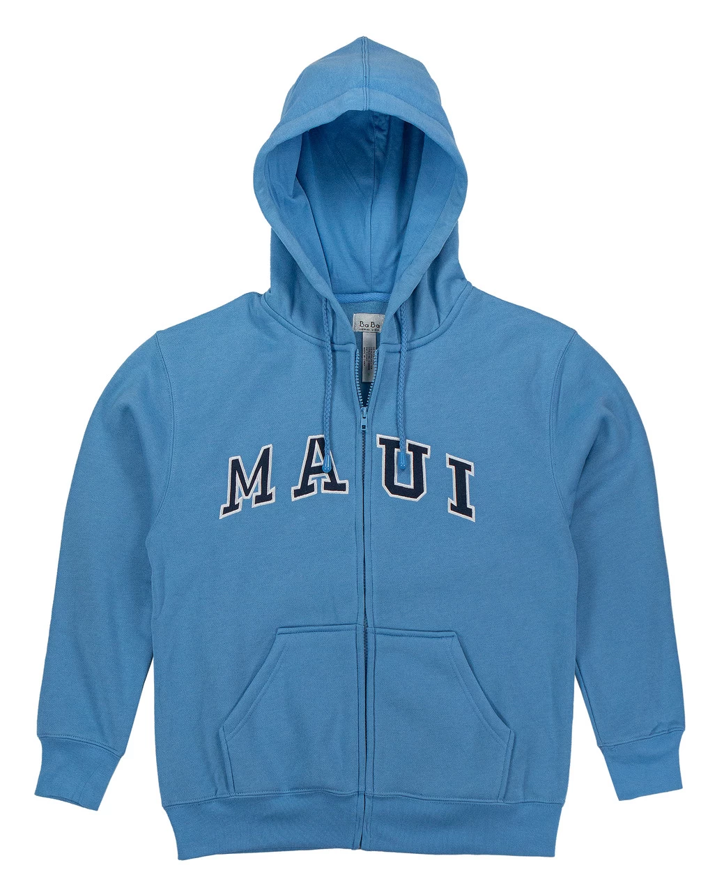 Sweatshirt Zip Up Hoodie - Maui Logo Design: Light Blue