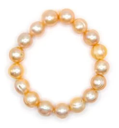 Freshwater Pearl Bracelet - Large: Coral