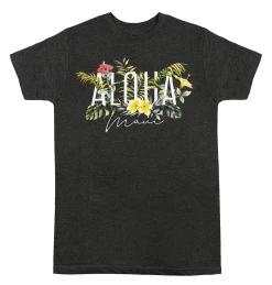 Ladies Crew Neck Tee - MAUI Garden: Charcoal Heather