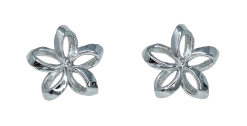 Moana Collection Sterling Silver Earring Stud: Open Plumeria