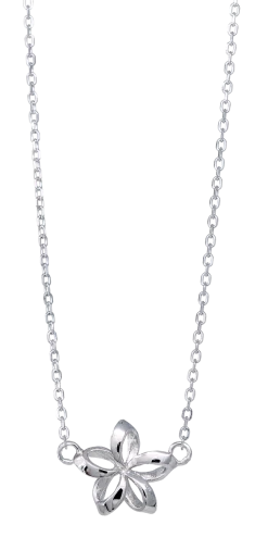 Moana Collection Sterling Silver Pendant Chain Necklace: Open Plumeria