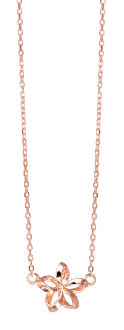 Moana Collection Rose Gold Pendant Chain Necklace: Open Plumeria