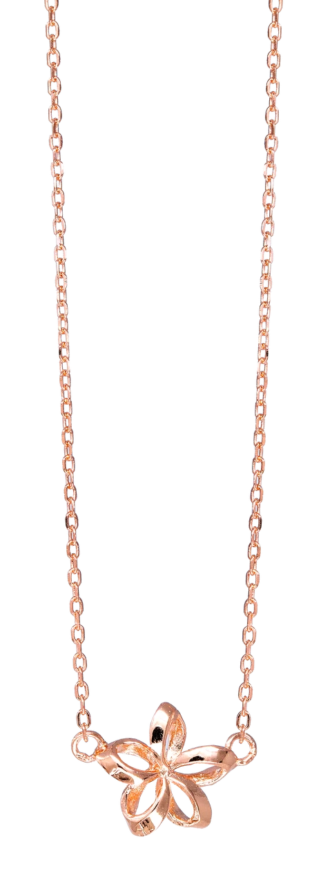Moana Collection Rose Gold Pendant Chain Necklace: Open Plumeria