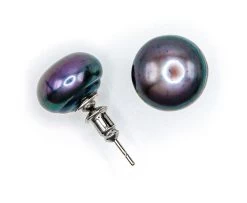 Freshwater Pearl Earring - Large: Black