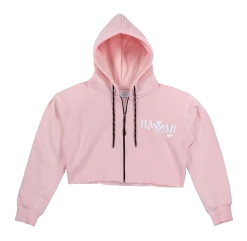 Robin Ruth® Cropped Sweatshirt Hoodie Zip Up - Kanaka Aloha: Dusty Rose