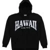 Robin Ruth® Sweatshirt Hoodie Zip Up - Hawaii Arch: Black