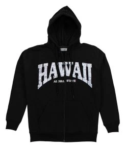 Robin Ruth® Sweatshirt Hoodie Zip Up - Hawaii Arch: Black