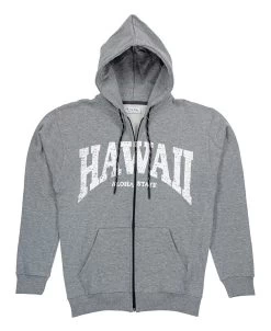 Robin Ruth® Sweatshirt Hoodie Zip Up - Hawaii Arch: Gray