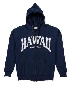 Robin Ruth® Sweatshirt Hoodie Zip Up - Hawaii Arch: Navy