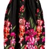 Ladies Elastic Tube Dress - Floral Mix: Black