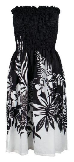 Ladies Elastic Tube Dress - Borders: Black