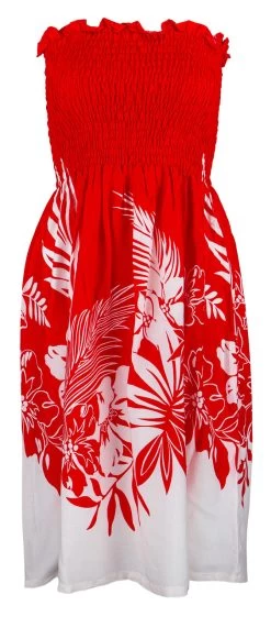 Ladies Elastic Tube Dress - Borders: Red