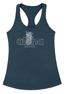 Island Girl® Racerback Tee - Aloha Pine: Indigo Blue