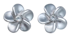 Small Plumeria With Crystal Earrings